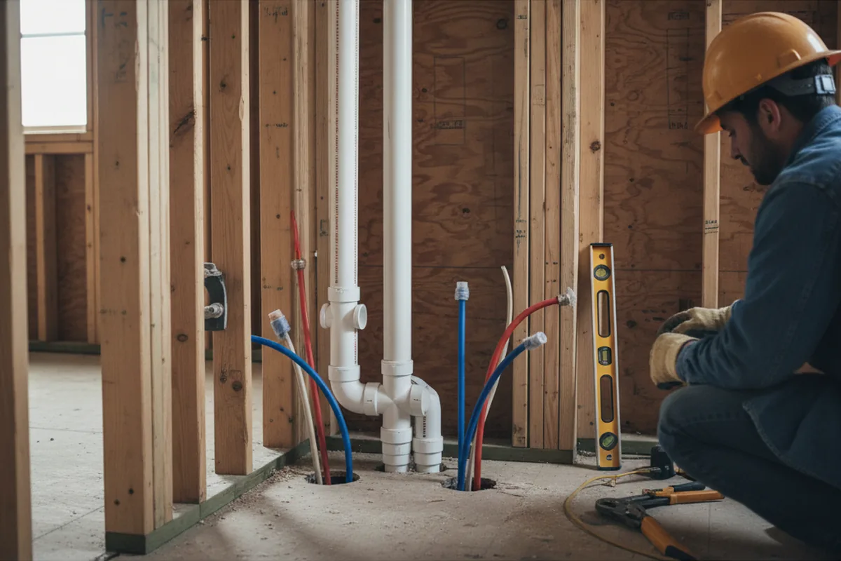 Drain and supply rough-in during Drain Cleaning in Vineland