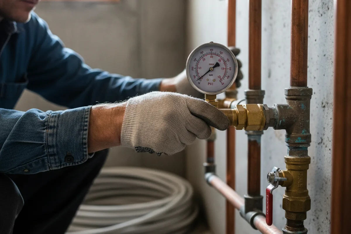Pressure testing a repaired line during Water Line Repair in Vineland